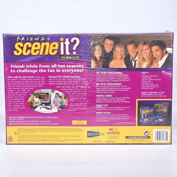 Friends Scene It? DVD Board Game Mattel 2005 Complete Sealed Trivia Party Game - Picture 2 of 5